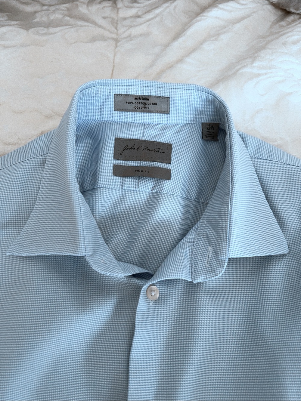 John W. Nordstrom Light Blue Men's Cotton Dress Shirt